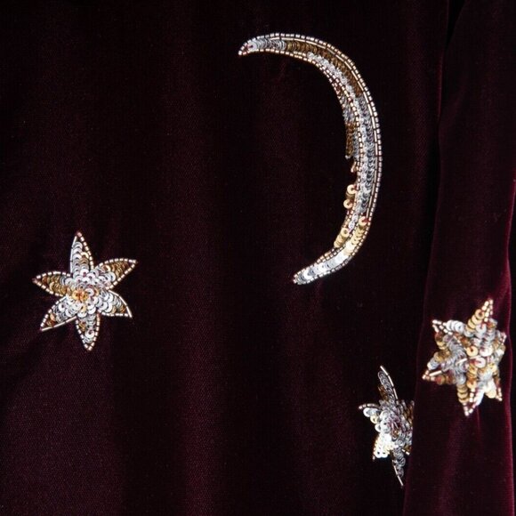 Saint Laurent Men Teddy Jacket 56 Burgundy Gold Star Moon Sequence Velvet Fw16 - Picture 3 of 8